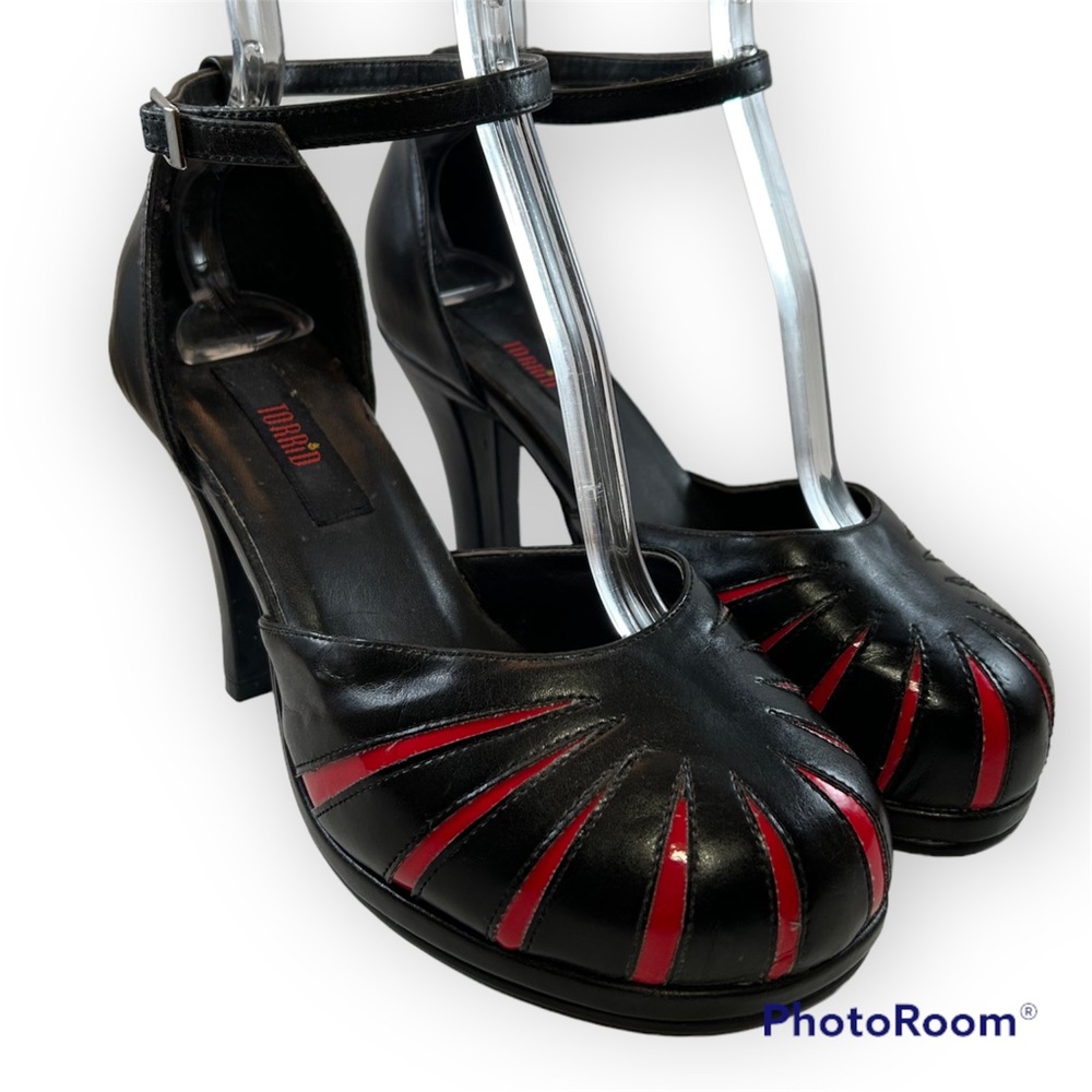 TORRID - Black and Red Round Toe Ankle Strap Goth Heels - Size 8